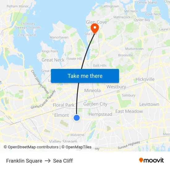Franklin Square to Sea Cliff map