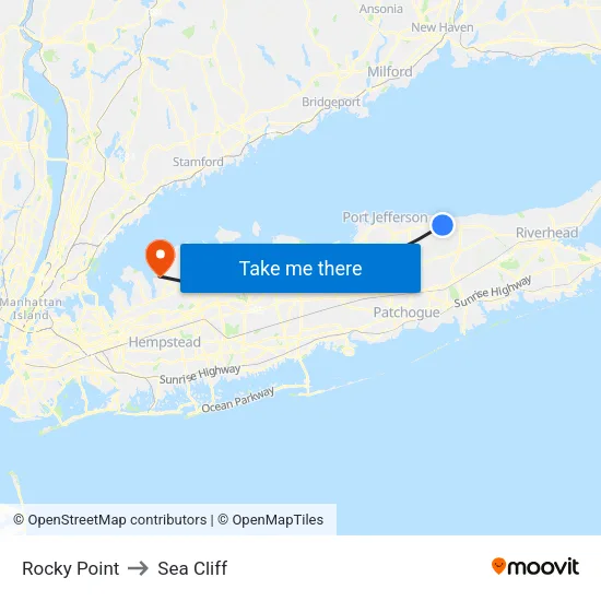 Rocky Point to Sea Cliff map