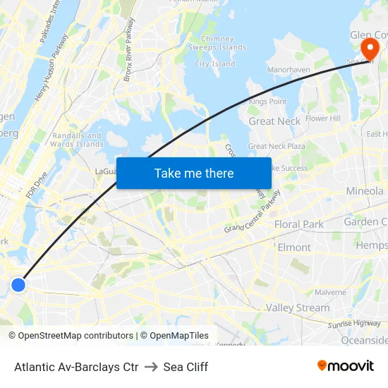Atlantic Av-Barclays Ctr to Sea Cliff map