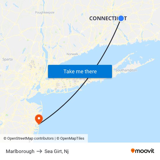 Marlborough to Sea Girt, Nj map