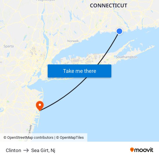 Clinton to Sea Girt, Nj map