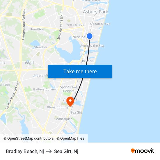 Bradley Beach, Nj to Sea Girt, Nj map