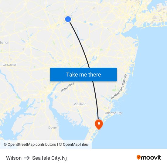 Wilson to Sea Isle City, Nj map
