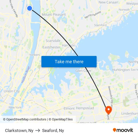 Clarkstown, Ny to Seaford, Ny map