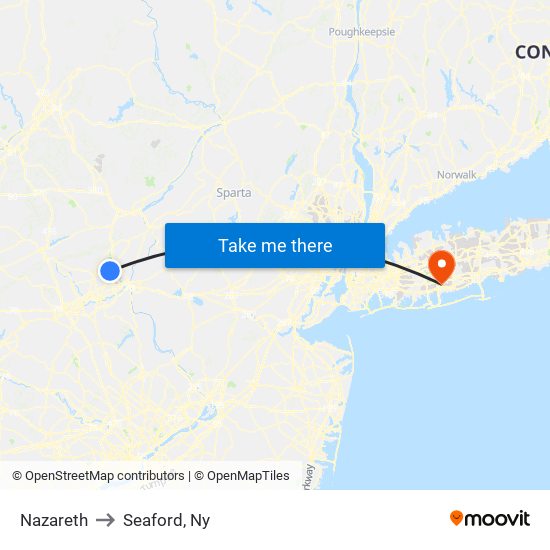 Nazareth to Seaford, Ny map