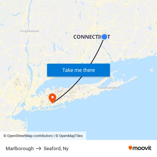 Marlborough to Seaford, Ny map