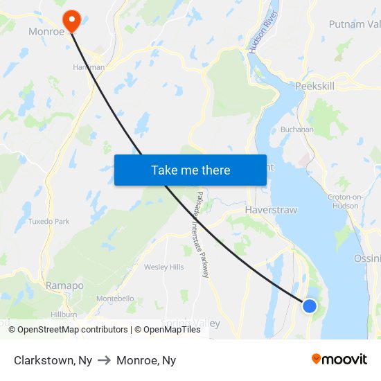 Clarkstown, Ny to Monroe, Ny map