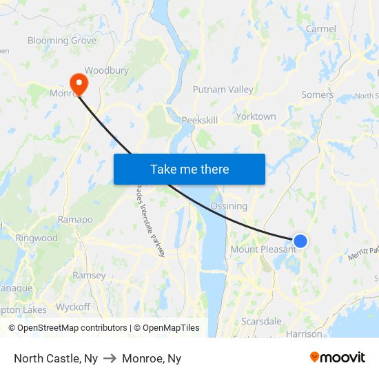 North Castle, Ny to Monroe, Ny map