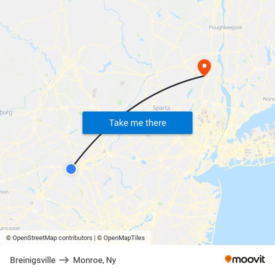 Breinigsville to Monroe, Ny map