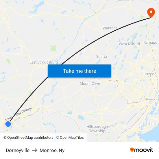 Dorneyville to Monroe, Ny map