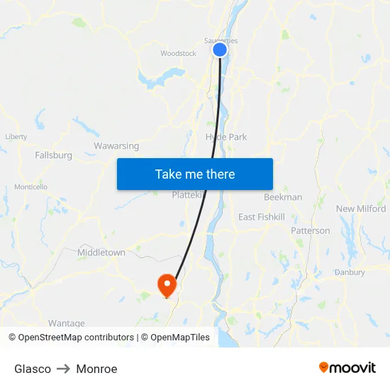 Glasco to Monroe map