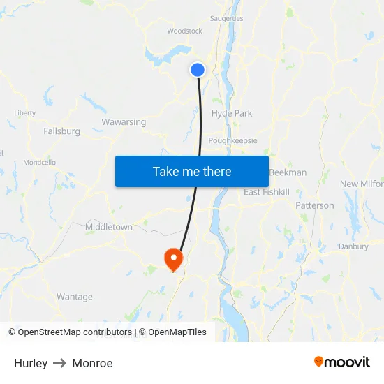 Hurley to Monroe map