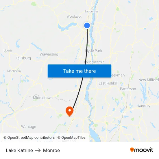 Lake Katrine to Monroe map