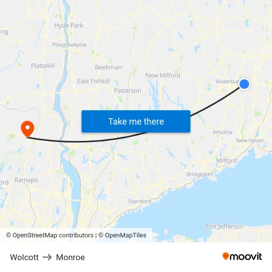 Wolcott to Monroe map