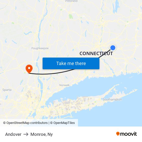 Andover to Monroe, Ny map