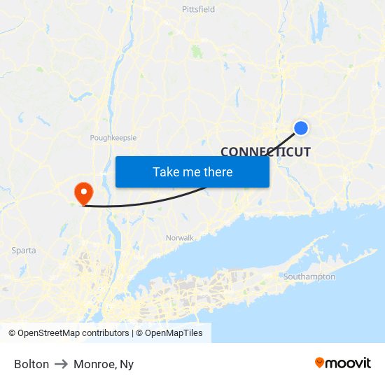 Bolton to Monroe, Ny map