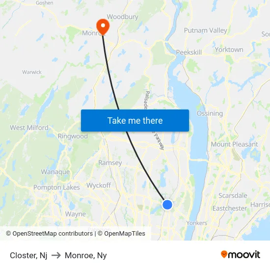 Closter to Monroe, Ny map