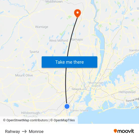 Rahway to Monroe map