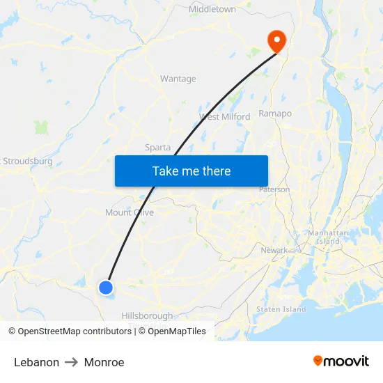 Lebanon to Monroe map