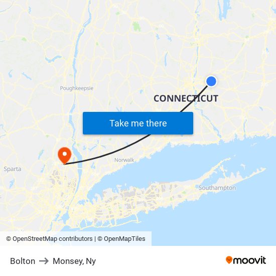 Bolton to Monsey, Ny map