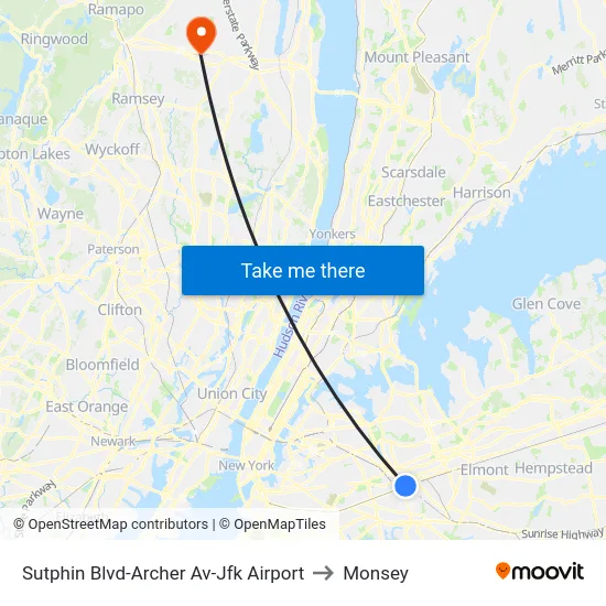 Sutphin Blvd-Archer Av-Jfk Airport to Monsey map