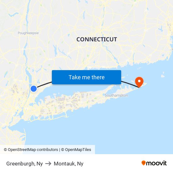 Greenburgh, Ny to Montauk, Ny map