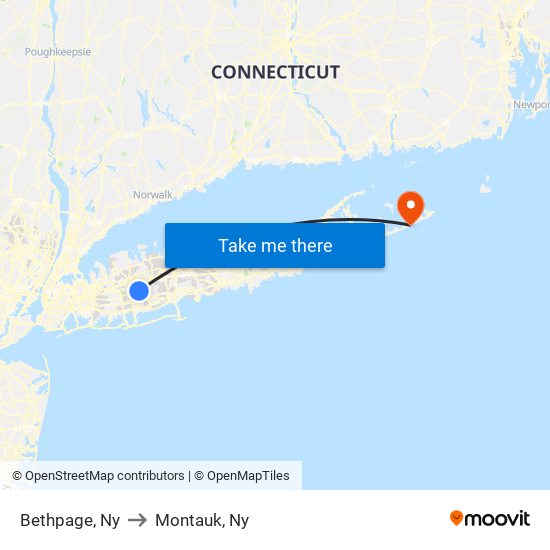 Bethpage, Ny to Montauk, Ny map