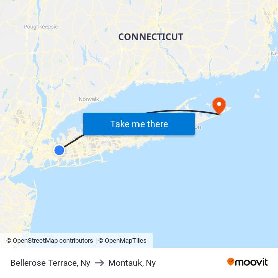 Bellerose Terrace, Ny to Montauk, Ny map