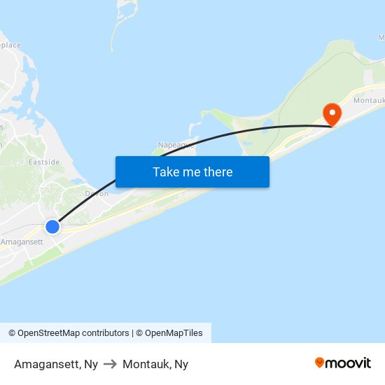 Amagansett, Ny to Montauk, Ny map