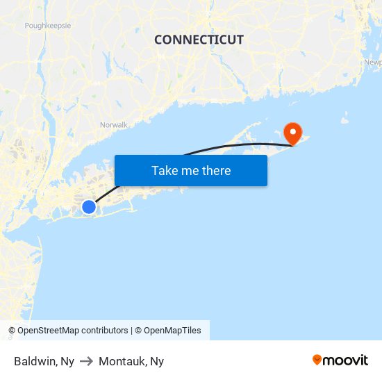 Baldwin, Ny to Montauk, Ny map