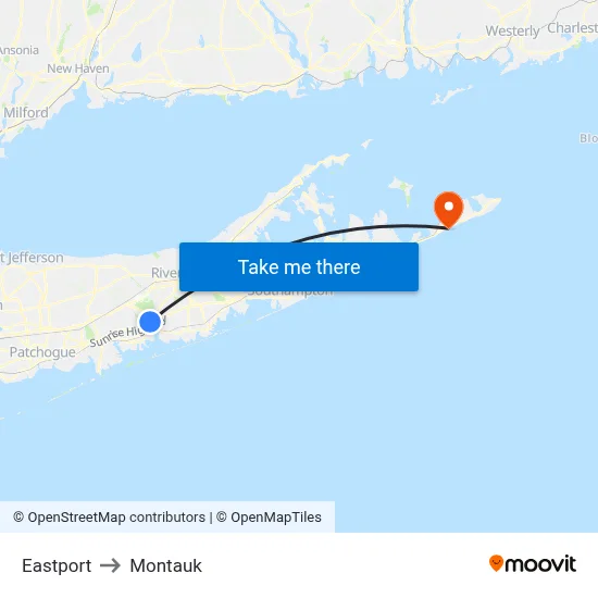 Eastport to Montauk map