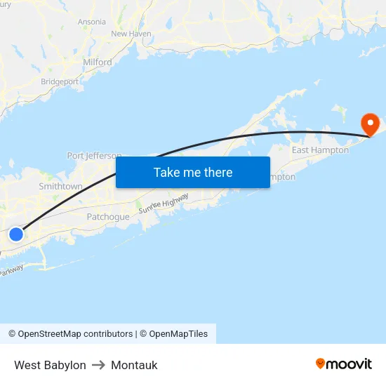 West Babylon to Montauk map