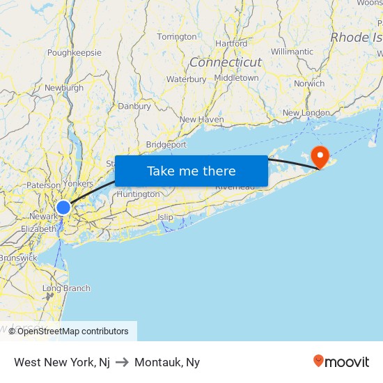 West New York, Nj to Montauk, Ny map