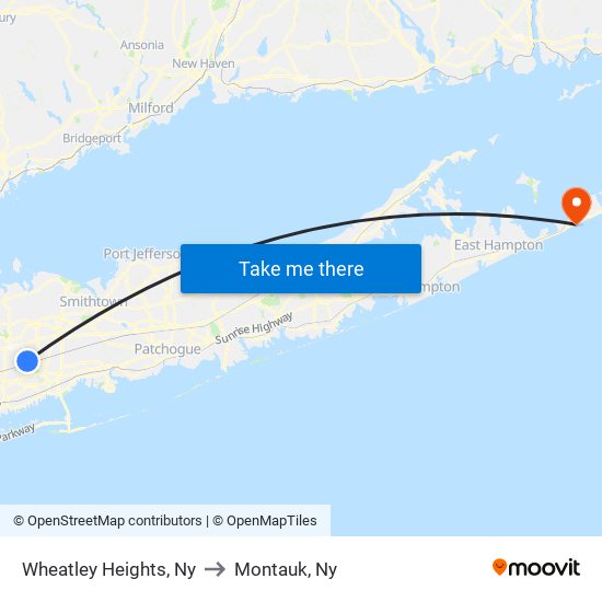 Wheatley Heights, Ny to Montauk, Ny map