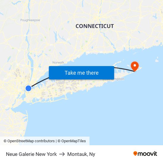 Neue Galerie New York to Montauk, Ny map