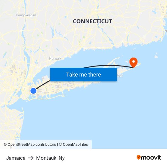 Jamaica to Montauk, Ny map