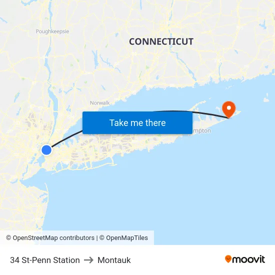 34 St-Penn Station to Montauk map