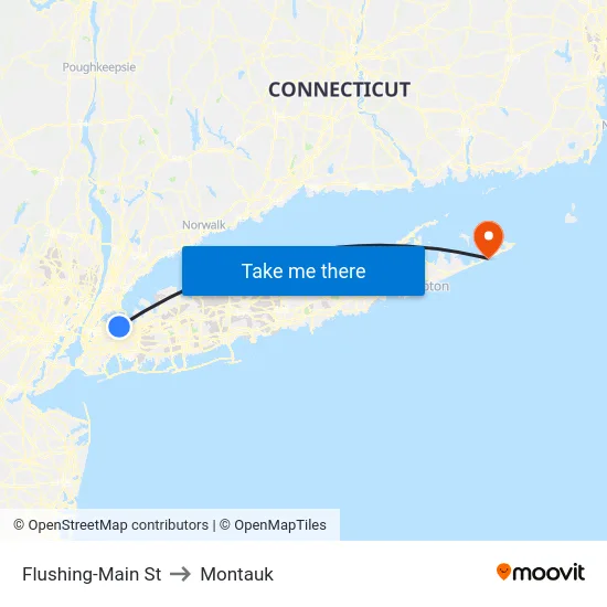 Flushing-Main St to Montauk map