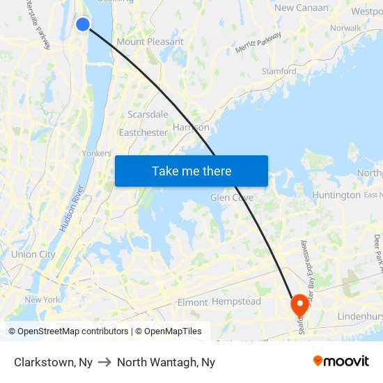 Clarkstown, Ny to North Wantagh, Ny map