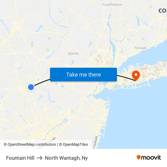 Fountain Hill to North Wantagh, Ny map
