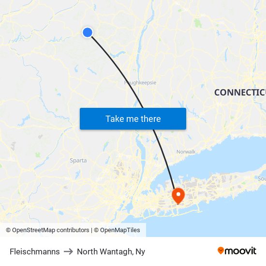 Fleischmanns to North Wantagh, Ny map