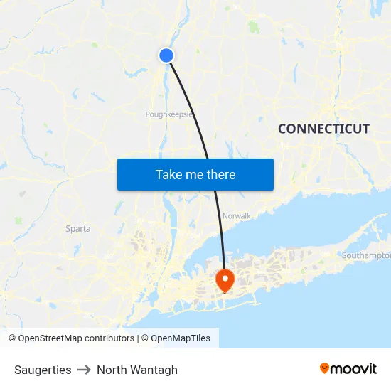 Saugerties to North Wantagh map