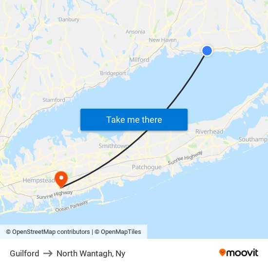 Guilford to North Wantagh, Ny map