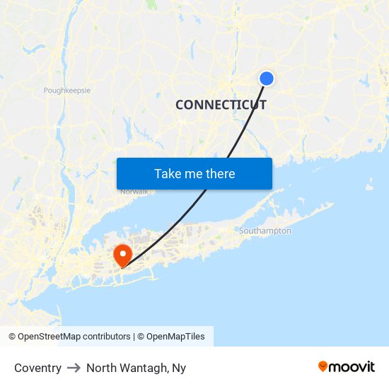 Coventry to North Wantagh, Ny map