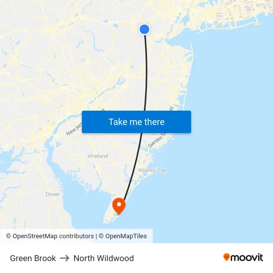 Green Brook to North Wildwood map