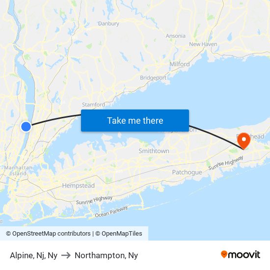 Alpine, Nj, Ny to Northampton, Ny map