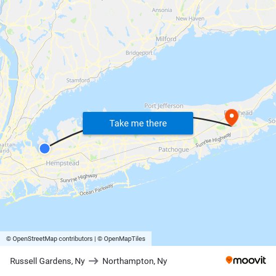 Russell Gardens, Ny to Northampton, Ny map