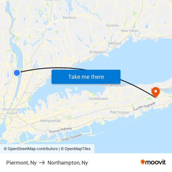 Piermont, Ny to Northampton, Ny map