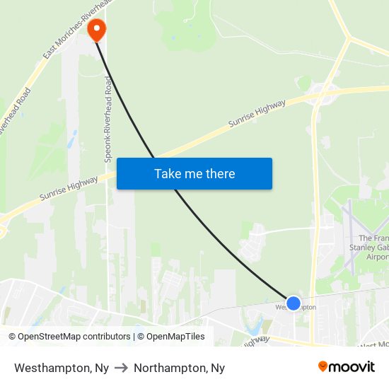 Westhampton, Ny to Northampton, Ny map