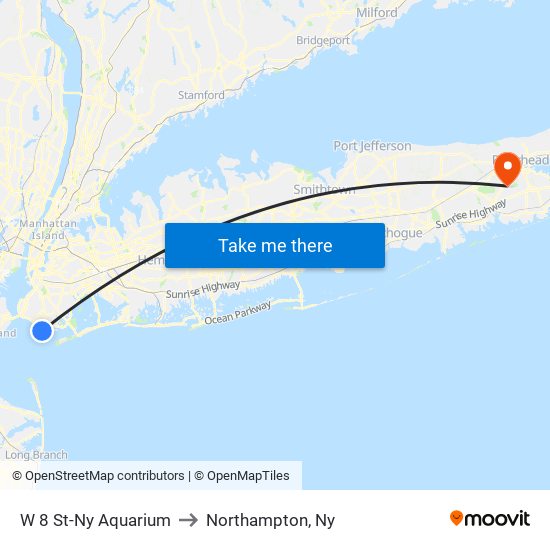 W 8 St-Ny Aquarium to Northampton, Ny map